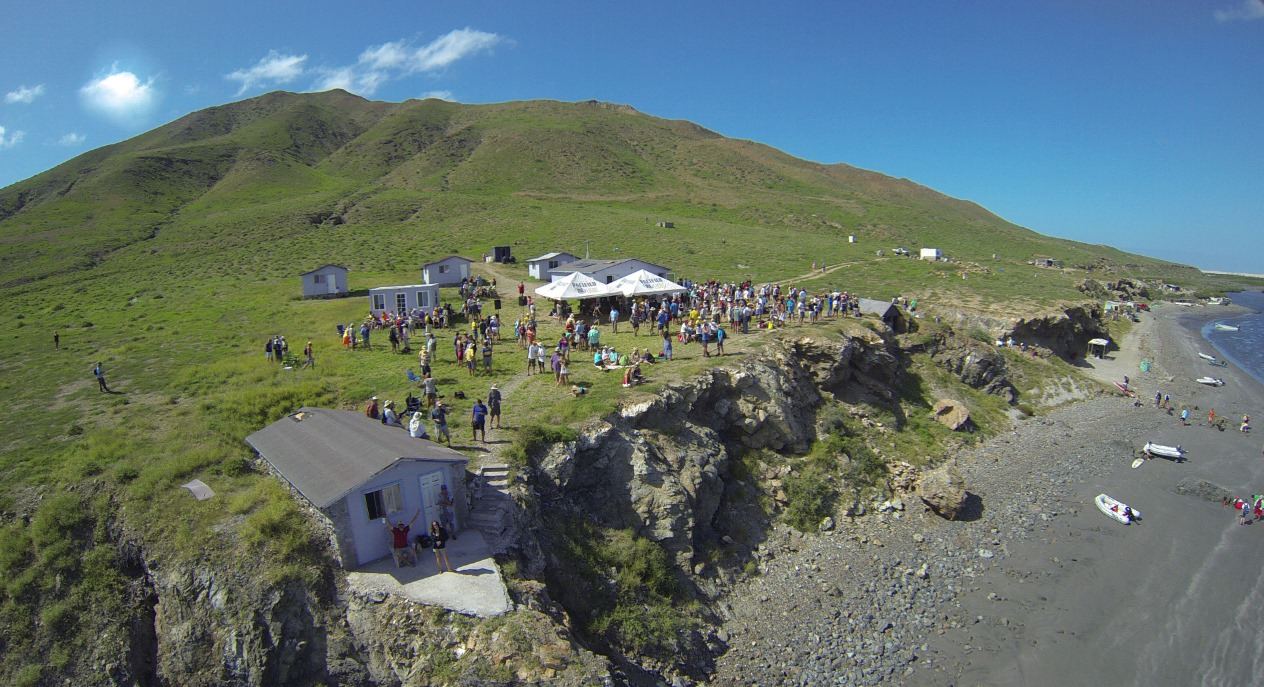 The Ha-Ha fleet gathered for the beach party on the bluff above Bahía Santa María