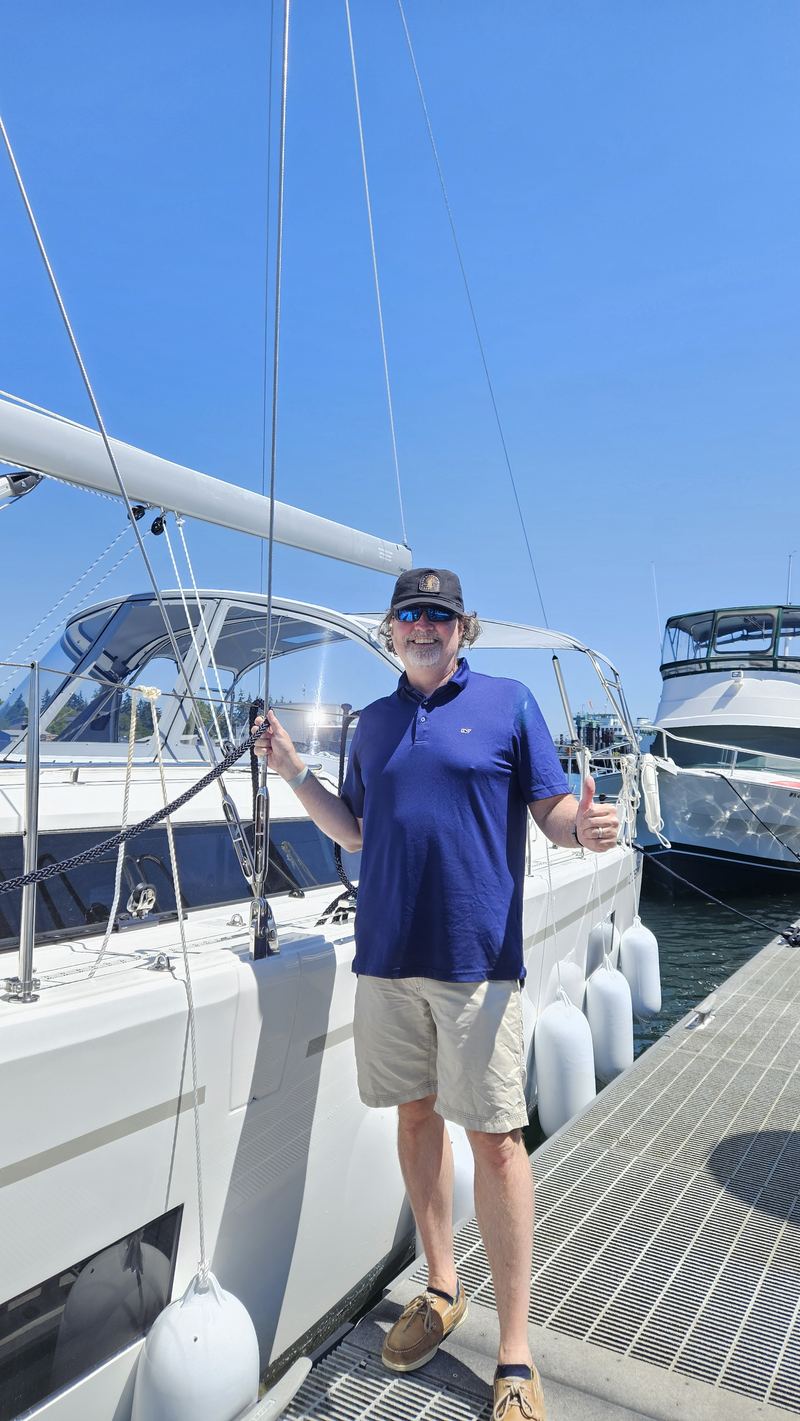 Mark aboard Limelight at the dock